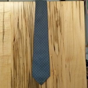 Express tie, dark and light blue and gray pattern.